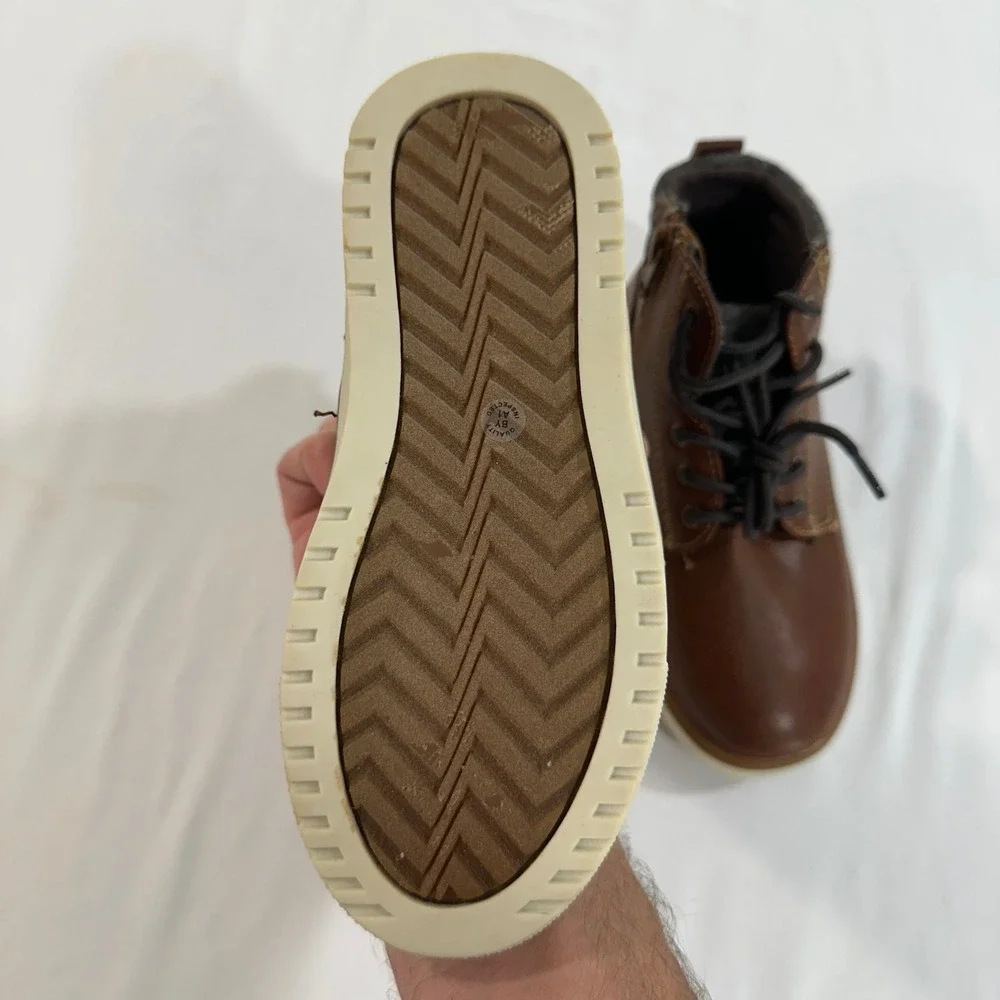 Thereabouts Connor Boys Boots Size 12M Brown Faux Leather Side Zip Memory Foam